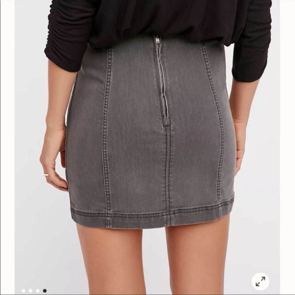 Free People Modern Femme Washed Gray Denim Mini Skirt Womens 8 - Picture 4 of 10